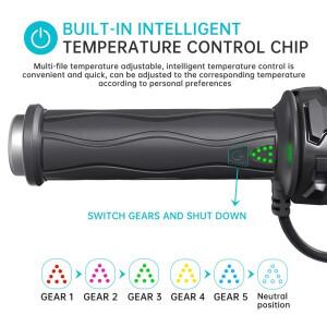 DC 12V 전기 열선 핸들 그립 실리콘 조절식 핫 5단계 스마트 온도 오토바이 부품 (겨울용)