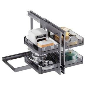 싱크대코너장 하부장 회전 다층 정리장 수납 가드레일
