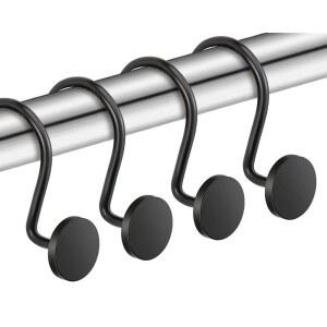 칙티 블랙 샤워 커튼 12 메탈 샤워 커튼 링 모던 장식 디자인