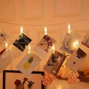 [하프클럽/셀러허브]LED사진집게 20구 LED 클립 집게 전구(3m) (웜색) 가랜드 사진집게 LED집게