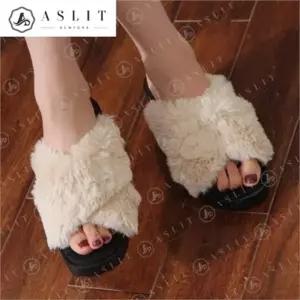 [애슬릿] 엑스 퍼 스트랩 여성 통굽 웨지 슬리퍼 7cm