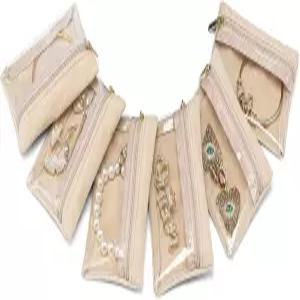 여행 출장용 여행용 투명 주얼리 가방이 포함된 Vlando 6개 정리 벨벳 파우치 엄마를 위한 선물