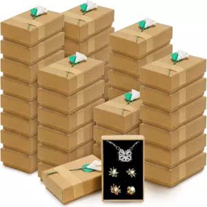 ZAVOUS 40피스 주얼리 선물 상자 3.3 L x 2 W 1 H 뚜껑이 있는 작은 포장 여성용 꽃판지 종이 보관 목걸이