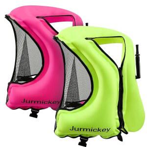 스노클 조끼 2개, 남녀용 풍선 스노클링 조끼, 스노클링, 수영, 카약, 보트 타기용 휴대용 수영 재킷 및 부력