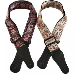 화이트 자수문양 기타스트랩