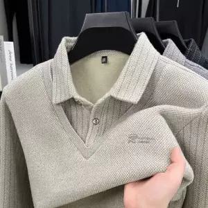 남성용 니트 겨울 가을 투피스 페이크 칼라넥 카디건 기모 터틀넥 데일리 다올4