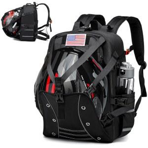 아오클린 모터사이클 백팩 헬멧 가방, 남성용 대용량 방수 백팩, 액세서리 보관용 사이클링백(블랙)