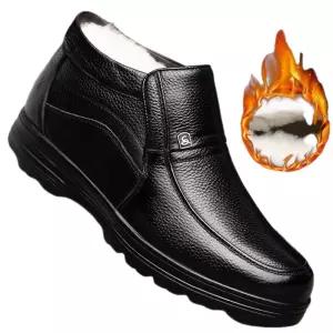 겨울 미끄럼 가죽 님성 슈즈 하이탑 양털 따뜻한 아이템 기모 운동화 방지 중장년 트렌디 신발 두껍고 면화