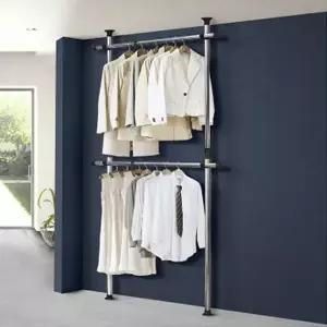 [하프클럽/셀러허브]2단 시스템 폴 행거 옷걸이 벽 고정식행거 파이프