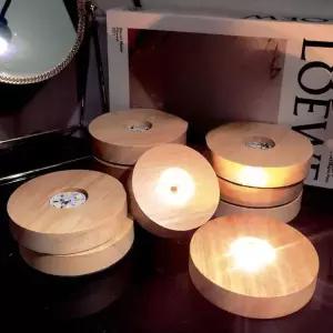 [하프클럽/셀러허브]다용 나무 건전지 받침대 수정구 무선 무드등 거치대