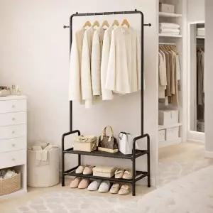 미니멀라이프 2단 스틸 스탠드 행거 2color / 수납형 선반행거 철제행거 스탠드옷걸이