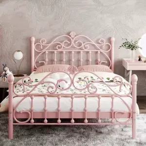 북유럽 철제 침대 엔틱 침대틀 프레임 핑크 침실 프린세스