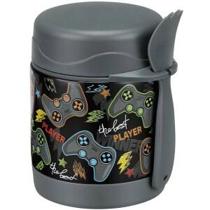 뜨거운 음식을 위한 Pawtong 10oz 수프 보온병, 보온병 음식 도시락, 숟가락을 든 들을 넓은 입 스테인리스 스틸 도시락 (블랙 게임패드)