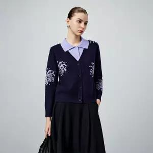 여성니트 봄 셔츠넥 니트 캐주얼 무드 자카드 스웨터 상의 심쿵해외구매