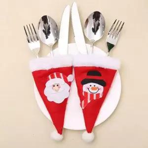 [하프클럽/셀러허브]크리스마스 산타 눈사람 테이블 수저커버 데코 장식