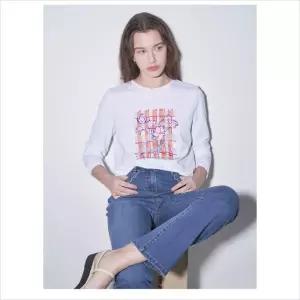 올리비아로렌 HC04 체크 플라워 티셔츠  VOBAL5M3121