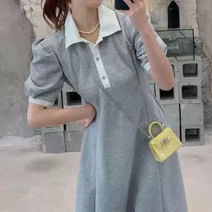 긴팔 롱 쉬폰 원피스 리본 프릴 꽃무늬 여성용 드레스 페미닌룩