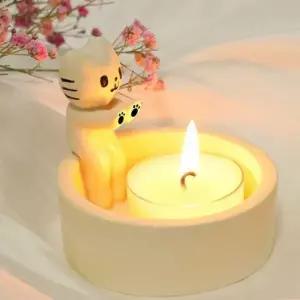 [하프클럽/셀러허브]귀여운 고양이 양초 홀더 캔들홀더 트레이 받침대 티라이트