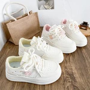 여성신발 봄여름 토끼패치 두꺼운 밑창 통풍 메쉬 패널슈즈 운동화 심쿵해외구매