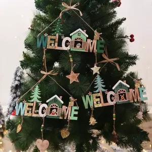 [하프클럽/셀러허브]크리스마스 웰컴 우드 트리 장식 인테리어 데코