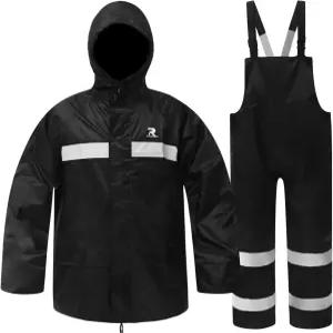 남성용 레인라이더 레인 수트 여성용 방수 낚시 재킷 빕 팬츠 경량 반사 3피스 기어