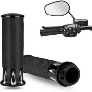 KICRY 1인치 모터사이클 핸드 그립 블랙 크롬 핸들바 할리 투어링 혼다 야마하 스즈키 가와사키와 호환