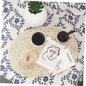 린넨 테이블커버 파란꽃 중 식탁커버 식탁보 테이블보