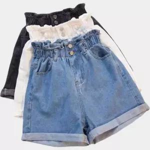 [신상오픈런]여성 힙무드 반하이 더블버튼 롤업 청바지 숏팬츠 (41007259)