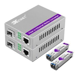 10 / 100 1000Base-Tx ~ 1000Base-LX (2PCS SFP to LC 모듈 포함), 1310nm, SMF, 최대 20km의 1.25G /s 기가비트 싱글 모드 듀얼 파이버 투 이더넷 RJ45 미디어 컨버터 한