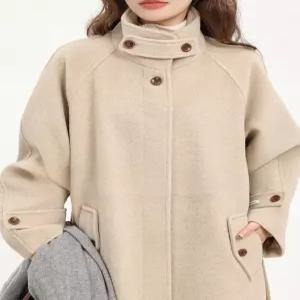 모직 심플한 깔끔한 코트 여성복 루즈핏 겨울 롱코트 기본스타일