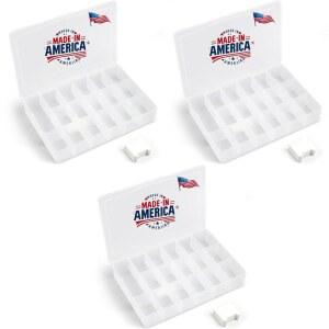 3PACK 자수 치실 정리함 - 50장의 골판지 보빈 포함 17칸 투명 실과 구슬 정리함, 스냅 타이트 재봉 보석 홀더(미국산)