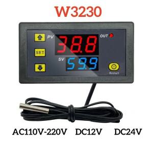 W3230 12V 24V AC110-220V 프로브 라인 20A 디지털 온도 제어 LED 디스플레이 조절기 열 냉각