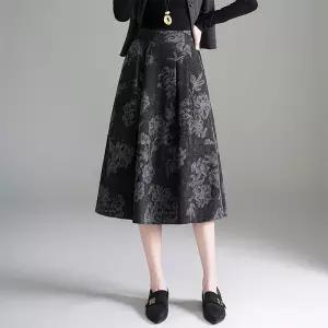 가을 빈티지 스커트 니트 모직 A라인 기장 프린트 중 여자스커트 원템3