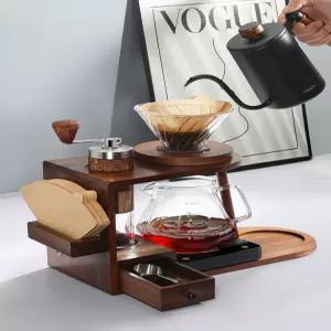 핸드드립 세트 원목 서랍 수납함 거치대 홀더 나무 필터