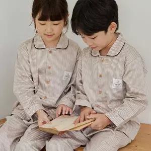 [하프클럽/알콩단잠]남아 여아 상하복 스트라이프 순면 주니어잠옷 초등 파자마파티 실내복 키즈홈웨어