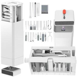 휴대폰 청소 키트, 에어팟용 포트 클리너 키보드 키트 /Android /USB C / 이어버드 노트북 스타일러스 펜 포함 카메라 렌즈 (흰색)