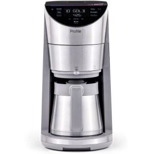 GE 프로필 스마트 그라인드 & 브루 커피 메이커, 팟리스 싱글 서브, 90온스 물 저장소, 10컵 써멀 카라페, 음성 제어, 조절 가능한 버 그라인더, SCA 인증, 바리스타 품질, 스테인리스 스틸