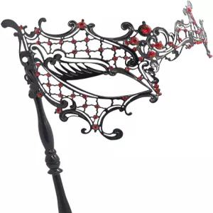 여성 할로윈 코스튬 마스크를 위한 스틱 베네치아 마스크 마디 그라 장식이 있는 코드스 마스커레이드