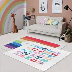 무지개 키즈카페트 어린이집 거실 극세사 방매트 단모 러그