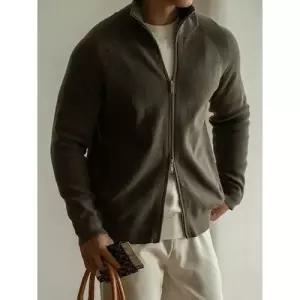 남성 하프 니트 울 가을 캐주얼 집업 더블 카디건 혼방 라이셀 소매 MODU3