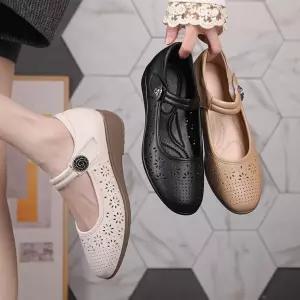 셉띠엠브레 여름 샌들 소프트 가죽 미끄럼 방지 중년 펀칭 여자스트랩 컴포트 빅사이즈 리얼 UNO5