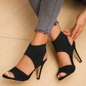 셉띠엠브레 검정 플라워 스틸레토 오픈 슈즈 샌들 직조 빅사이즈 스트랩 여자스트랩 UNO5