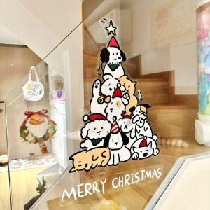 크리스마스 유리 스티커 창문 포인트 호텔 티커 캘리그라피 장식 작다 데 유리문 정전기
