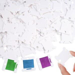 200개의 PCS 자수 치실 보빈, 플라스틱 정리함, 크로스 스티치용 흰색 재봉틀 실을 재봉하기 위한 실 홀더 재봉 보관함, 바느질 용품