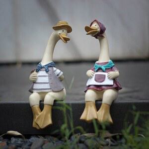 빈티지 엔틱 오리 마당 애착 장식 커플인형장식 리프팅 인형 풍경 오리커플