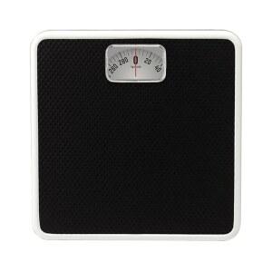 테일러 아날로그 욕조 저울, 클래식 다이얼 체중계, 300파운드 용량의 기계식 비디지털 계량기, 배터리 구동 디자인, 일상적인 가정용 세련된 블랙 마감,