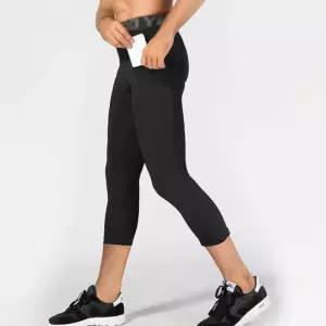 남성 양쪽 포켓 아웃도어 스포츠 트레이닝 7부 레깅스 남자 여름 헬스복 반바지 땀복