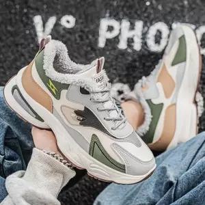 남성   효과 겨울 방한 털 안감 캐주얼 운동화 남자 방한화 슬립온 트래킹화 런닝화