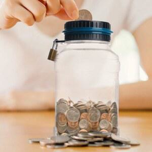 그루비 그린 디지털 코인 카운터 머니 뱅크, LCD 디스플레이가 장착된 1.8L ABS 병, 배터리 작동, 와이드 마우스 디자인 잠금장치 1개와 키 2개 받기