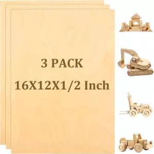 리샤인 3팩 16 x 12 1/2 인치 발틱 자작나무 합판 6mm 목재 시트 크리컷 메이커용 건축 모델 드로잉 페인팅